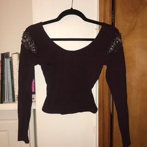 Plum Crop Top with Shoulder Details